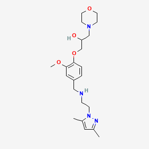 molecular formula C22H34N4O4 B6139514 1-[4-({[2-(3,5-dimethyl-1H-pyrazol-1-yl)ethyl]amino}methyl)-2-methoxyphenoxy]-3-(4-morpholinyl)-2-propanol 