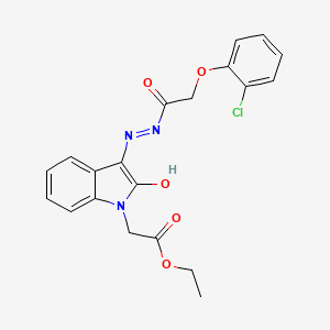 molecular formula C20H18ClN3O5 B6139546 ethyl (3-{[(2-chlorophenoxy)acetyl]hydrazono}-2-oxo-2,3-dihydro-1H-indol-1-yl)acetate 