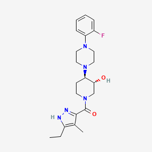 molecular formula C22H30FN5O2 B6139557 (3R*,4R*)-1-[(3-ethyl-4-methyl-1H-pyrazol-5-yl)carbonyl]-4-[4-(2-fluorophenyl)-1-piperazinyl]-3-piperidinol 