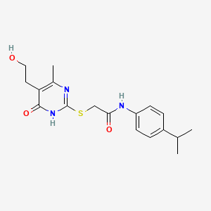 molecular formula C18H23N3O3S B6139562 2-{[5-(2-hydroxyethyl)-4-methyl-6-oxo-1,6-dihydro-2-pyrimidinyl]thio}-N-(4-isopropylphenyl)acetamide 