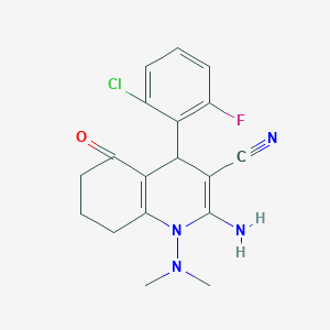 2-amino-4-(2-chloro-6-fluorophenyl)-1-(dimethylamino)-5-oxo-1,4,5,6,7,8-hexahydroquinoline-3-carbonitrile