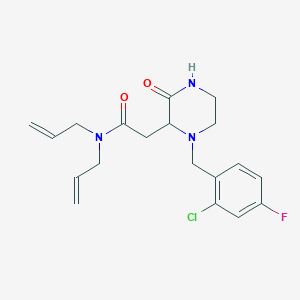 molecular formula C19H23ClFN3O2 B6139583 N,N-diallyl-2-[1-(2-chloro-4-fluorobenzyl)-3-oxo-2-piperazinyl]acetamide 
