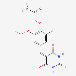 molecular formula C15H14IN3O5S B6139604 2-{4-[(4,6-dioxo-2-thioxotetrahydro-5(2H)-pyrimidinylidene)methyl]-2-ethoxy-6-iodophenoxy}acetamide 