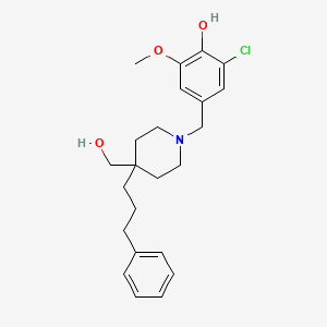 molecular formula C23H30ClNO3 B6139623 2-chloro-4-{[4-(hydroxymethyl)-4-(3-phenylpropyl)-1-piperidinyl]methyl}-6-methoxyphenol 