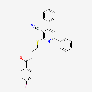 molecular formula C28H21FN2OS B6139660 2-{[4-(4-fluorophenyl)-4-oxobutyl]thio}-4,6-diphenylnicotinonitrile 
