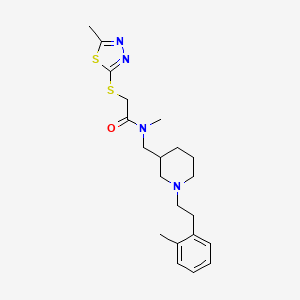 molecular formula C21H30N4OS2 B6139678 N-methyl-N-({1-[2-(2-methylphenyl)ethyl]-3-piperidinyl}methyl)-2-[(5-methyl-1,3,4-thiadiazol-2-yl)thio]acetamide 