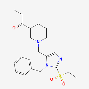 molecular formula C21H29N3O3S B6139682 1-(1-{[1-benzyl-2-(ethylsulfonyl)-1H-imidazol-5-yl]methyl}-3-piperidinyl)-1-propanone 