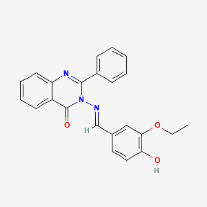 molecular formula C23H19N3O3 B6139720 3-[(3-ethoxy-4-hydroxybenzylidene)amino]-2-phenyl-4(3H)-quinazolinone 