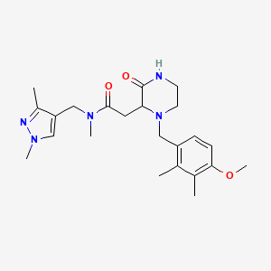 molecular formula C23H33N5O3 B6139735 N-[(1,3-dimethyl-1H-pyrazol-4-yl)methyl]-2-[1-(4-methoxy-2,3-dimethylbenzyl)-3-oxo-2-piperazinyl]-N-methylacetamide 