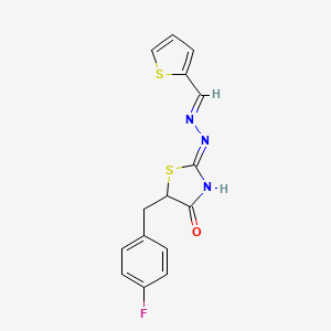 molecular formula C15H12FN3OS2 B6139770 2-thiophenecarbaldehyde [5-(4-fluorobenzyl)-4-oxo-1,3-thiazolidin-2-ylidene]hydrazone 
