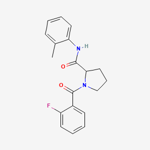 molecular formula C19H19FN2O2 B6139813 1-(2-fluorobenzoyl)-N-(2-methylphenyl)prolinamide 