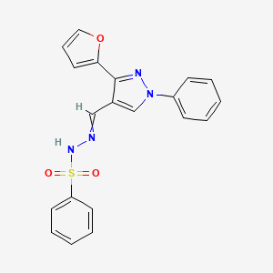 molecular formula C20H16N4O3S B6139884 N'-{[3-(2-furyl)-1-phenyl-1H-pyrazol-4-yl]methylene}benzenesulfonohydrazide 