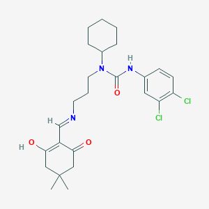molecular formula C25H33Cl2N3O3 B6139902 N-cyclohexyl-N'-(3,4-dichlorophenyl)-N-(3-{[(4,4-dimethyl-2,6-dioxocyclohexylidene)methyl]amino}propyl)urea 