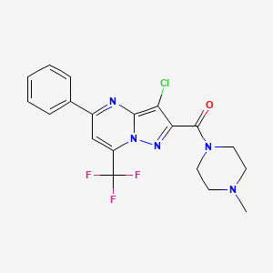 molecular formula C19H17ClF3N5O B6139919 3-chloro-2-[(4-methyl-1-piperazinyl)carbonyl]-5-phenyl-7-(trifluoromethyl)pyrazolo[1,5-a]pyrimidine 