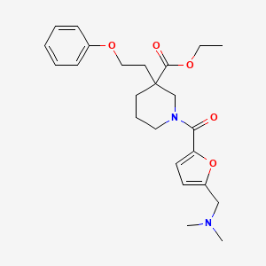 molecular formula C24H32N2O5 B6139929 ethyl 1-{5-[(dimethylamino)methyl]-2-furoyl}-3-(2-phenoxyethyl)-3-piperidinecarboxylate 