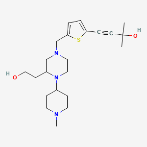 molecular formula C22H35N3O2S B6139943 4-(5-{[3-(2-hydroxyethyl)-4-(1-methyl-4-piperidinyl)-1-piperazinyl]methyl}-2-thienyl)-2-methyl-3-butyn-2-ol 