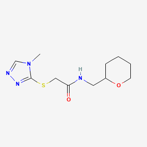 molecular formula C11H18N4O2S B6139965 2-[(4-methyl-4H-1,2,4-triazol-3-yl)thio]-N-(tetrahydro-2H-pyran-2-ylmethyl)acetamide 