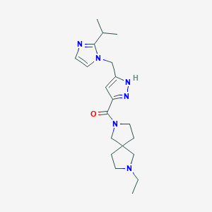 molecular formula C20H30N6O B6139969 2-ethyl-7-({5-[(2-isopropyl-1H-imidazol-1-yl)methyl]-1H-pyrazol-3-yl}carbonyl)-2,7-diazaspiro[4.4]nonane 