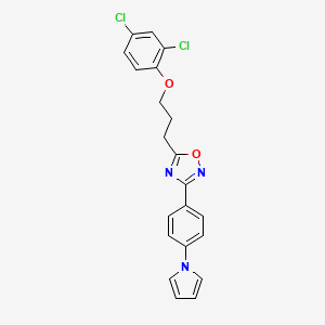 molecular formula C21H17Cl2N3O2 B6139988 5-[3-(2,4-dichlorophenoxy)propyl]-3-[4-(1H-pyrrol-1-yl)phenyl]-1,2,4-oxadiazole 