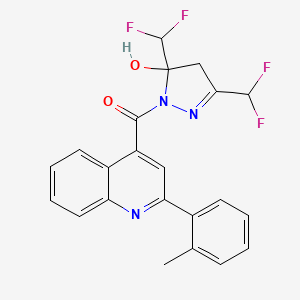 molecular formula C22H17F4N3O2 B6140006 3,5-bis(difluoromethyl)-1-{[2-(2-methylphenyl)-4-quinolinyl]carbonyl}-4,5-dihydro-1H-pyrazol-5-ol 
