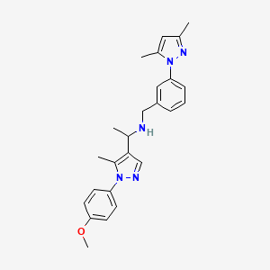 molecular formula C25H29N5O B6140104 N-[3-(3,5-dimethyl-1H-pyrazol-1-yl)benzyl]-1-[1-(4-methoxyphenyl)-5-methyl-1H-pyrazol-4-yl]ethanamine 