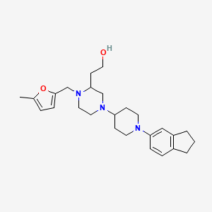 molecular formula C26H37N3O2 B6140176 2-{4-[1-(2,3-dihydro-1H-inden-5-yl)-4-piperidinyl]-1-[(5-methyl-2-furyl)methyl]-2-piperazinyl}ethanol 