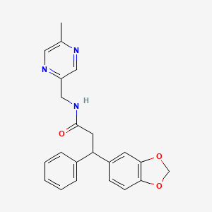 molecular formula C22H21N3O3 B6140222 3-(1,3-benzodioxol-5-yl)-N-[(5-methyl-2-pyrazinyl)methyl]-3-phenylpropanamide 