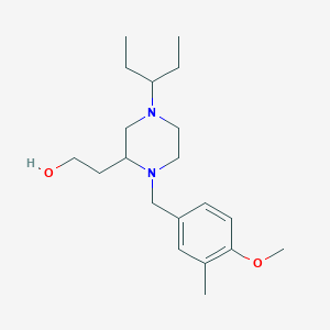 molecular formula C20H34N2O2 B6140258 2-[4-(1-ethylpropyl)-1-(4-methoxy-3-methylbenzyl)-2-piperazinyl]ethanol 