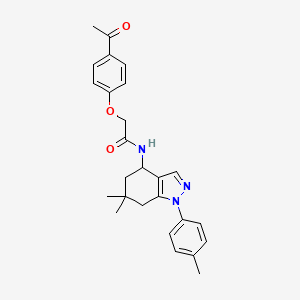 molecular formula C26H29N3O3 B6140279 2-(4-acetylphenoxy)-N-[6,6-dimethyl-1-(4-methylphenyl)-4,5,6,7-tetrahydro-1H-indazol-4-yl]acetamide 