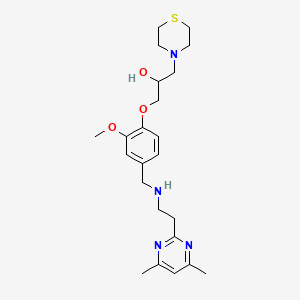 molecular formula C23H34N4O3S B6140377 1-[4-({[2-(4,6-dimethyl-2-pyrimidinyl)ethyl]amino}methyl)-2-methoxyphenoxy]-3-(4-thiomorpholinyl)-2-propanol 