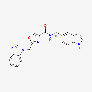 2-(1H-benzimidazol-1-ylmethyl)-N-[1-(1H-indol-5-yl)ethyl]-1,3-oxazole-4-carboxamide