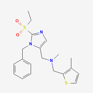 molecular formula C20H25N3O2S2 B6140415 1-[1-benzyl-2-(ethylsulfonyl)-1H-imidazol-5-yl]-N-methyl-N-[(3-methyl-2-thienyl)methyl]methanamine 