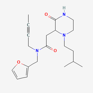 molecular formula C20H29N3O3 B6140438 N-2-butyn-1-yl-N-(2-furylmethyl)-2-[1-(3-methylbutyl)-3-oxo-2-piperazinyl]acetamide 