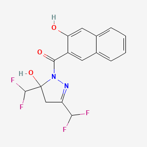 molecular formula C16H12F4N2O3 B6140456 3,5-bis(difluoromethyl)-1-(3-hydroxy-2-naphthoyl)-4,5-dihydro-1H-pyrazol-5-ol 