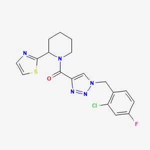 molecular formula C18H17ClFN5OS B6140480 1-{[1-(2-chloro-4-fluorobenzyl)-1H-1,2,3-triazol-4-yl]carbonyl}-2-(1,3-thiazol-2-yl)piperidine 