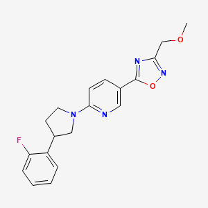 molecular formula C19H19FN4O2 B6140481 2-[3-(2-fluorophenyl)-1-pyrrolidinyl]-5-[3-(methoxymethyl)-1,2,4-oxadiazol-5-yl]pyridine 