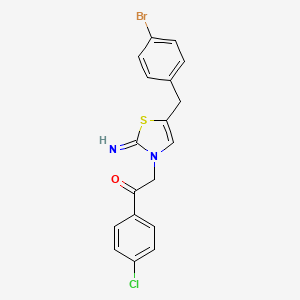molecular formula C18H14BrClN2OS B6140489 2-[5-(4-bromobenzyl)-2-imino-1,3-thiazol-3(2H)-yl]-1-(4-chlorophenyl)ethanone 