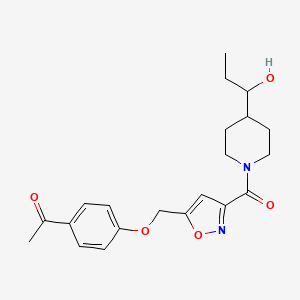 molecular formula C21H26N2O5 B6140494 1-{4-[(3-{[4-(1-hydroxypropyl)-1-piperidinyl]carbonyl}-5-isoxazolyl)methoxy]phenyl}ethanone 