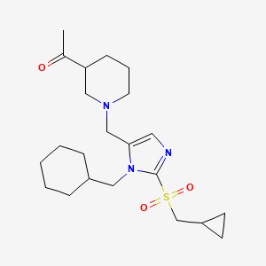 molecular formula C22H35N3O3S B6140516 1-[1-({1-(cyclohexylmethyl)-2-[(cyclopropylmethyl)sulfonyl]-1H-imidazol-5-yl}methyl)-3-piperidinyl]ethanone 