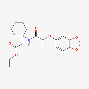molecular formula C20H27NO6 B6140525 ethyl (1-{[2-(1,3-benzodioxol-5-yloxy)propanoyl]amino}cyclohexyl)acetate 