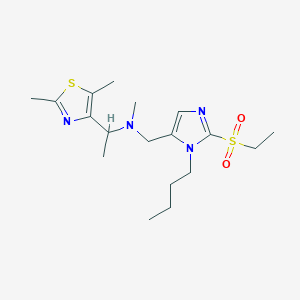 molecular formula C18H30N4O2S2 B6140545 N-{[1-butyl-2-(ethylsulfonyl)-1H-imidazol-5-yl]methyl}-1-(2,5-dimethyl-1,3-thiazol-4-yl)-N-methylethanamine 