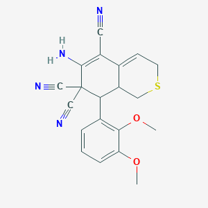 molecular formula C20H18N4O2S B6140597 6-amino-8-(2,3-dimethoxyphenyl)-8,8a-dihydro-1H-isothiochromene-5,7,7(3H)-tricarbonitrile 
