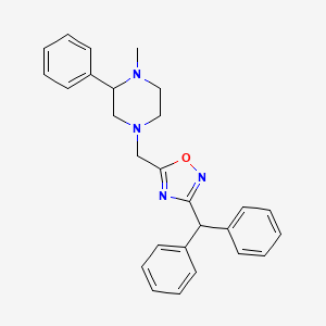 molecular formula C27H28N4O B6140614 4-{[3-(diphenylmethyl)-1,2,4-oxadiazol-5-yl]methyl}-1-methyl-2-phenylpiperazine 