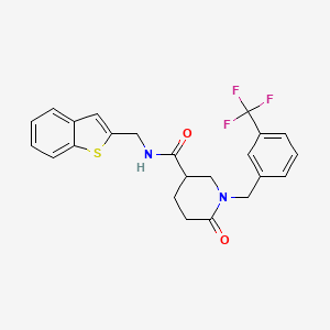 molecular formula C23H21F3N2O2S B6140710 N-(1-benzothien-2-ylmethyl)-6-oxo-1-[3-(trifluoromethyl)benzyl]-3-piperidinecarboxamide 