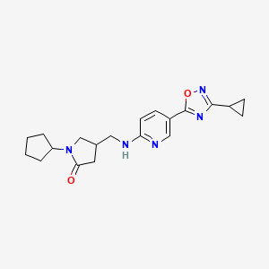 molecular formula C20H25N5O2 B6140728 1-cyclopentyl-4-({[5-(3-cyclopropyl-1,2,4-oxadiazol-5-yl)-2-pyridinyl]amino}methyl)-2-pyrrolidinone 