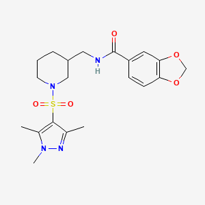 molecular formula C20H26N4O5S B6140750 N-({1-[(1,3,5-trimethyl-1H-pyrazol-4-yl)sulfonyl]-3-piperidinyl}methyl)-1,3-benzodioxole-5-carboxamide 