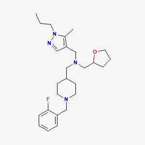 molecular formula C26H39FN4O B6140809 1-[1-(2-fluorobenzyl)-4-piperidinyl]-N-[(5-methyl-1-propyl-1H-pyrazol-4-yl)methyl]-N-(tetrahydro-2-furanylmethyl)methanamine 