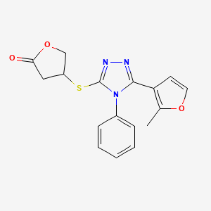 molecular formula C17H15N3O3S B6140831 4-{[5-(2-methyl-3-furyl)-4-phenyl-4H-1,2,4-triazol-3-yl]thio}dihydro-2(3H)-furanone 