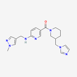 molecular formula C20H25N7O B6140901 5-{[3-(1H-imidazol-1-ylmethyl)-1-piperidinyl]carbonyl}-N-[(1-methyl-1H-pyrazol-4-yl)methyl]-2-pyridinamine 