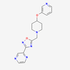 molecular formula C17H18N6O2 B6140932 2-(5-{[4-(3-pyridinyloxy)-1-piperidinyl]methyl}-1,2,4-oxadiazol-3-yl)pyrazine 